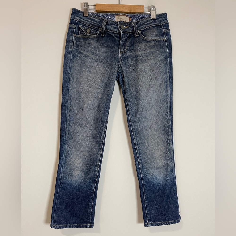 Paige Jeans Size 25 Blue Venice Capri Low Rise Sandblasted Whiskered Denim Y2K
